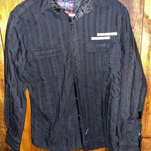 English Laundry Black Textured Lightweight Shirt.(Let it Be)